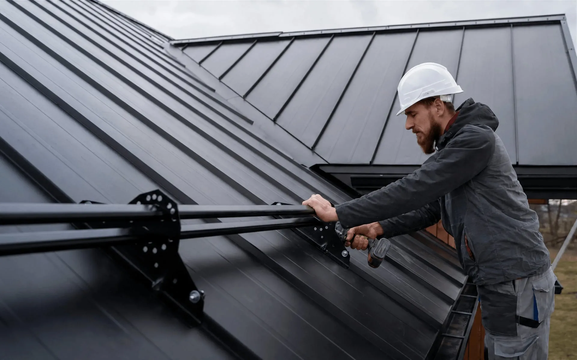 Newly installed roof on a Denver home against a blue sky